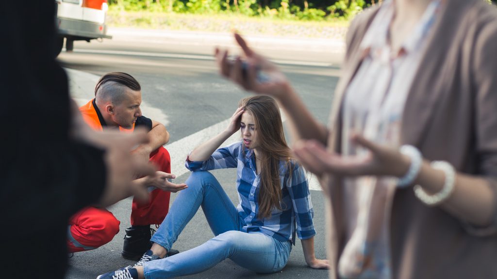 woman on the street after an incident